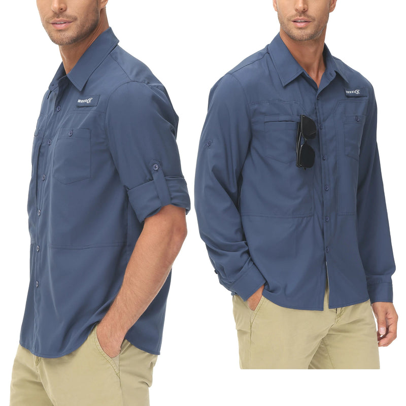 Camisa Masculina Comprida Básica de Pesca Proteção UV