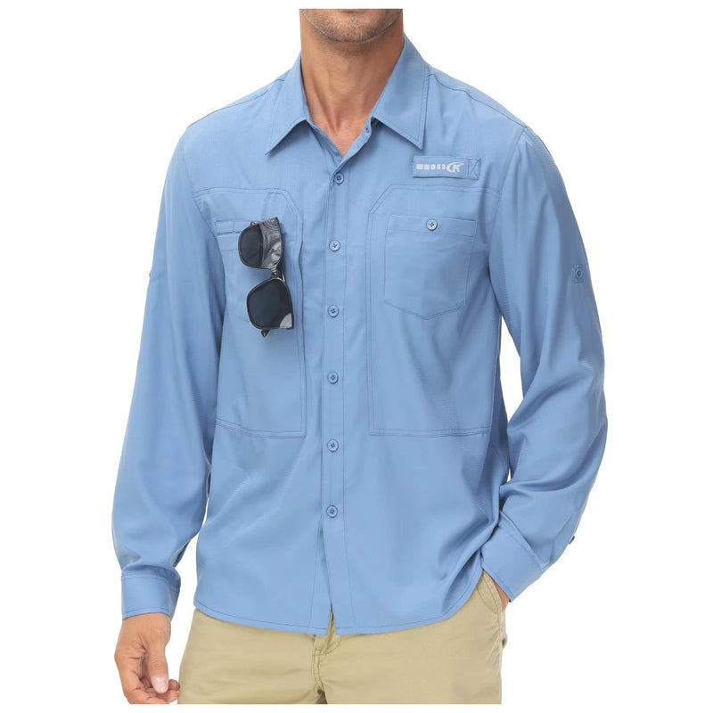 Camisa Masculina Comprida Básica de Pesca Proteção UV