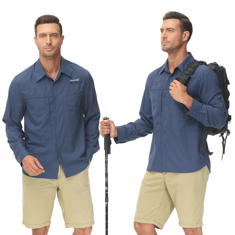 Camisa Masculina Comprida Básica de Pesca Proteção UV