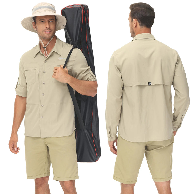 Camisa Masculina Comprida Básica de Pesca Proteção UV