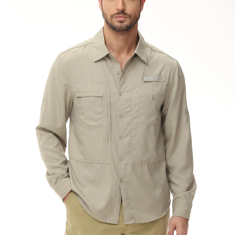 Camisa Masculina Comprida Básica de Pesca Proteção UV