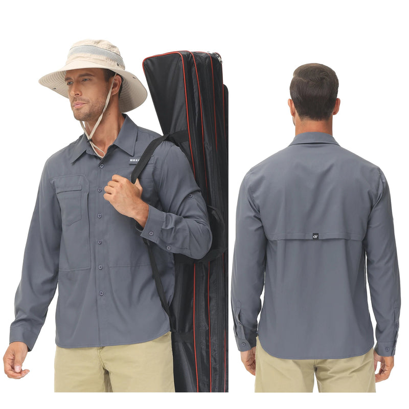 Camisa Masculina Comprida Básica de Pesca Proteção UV